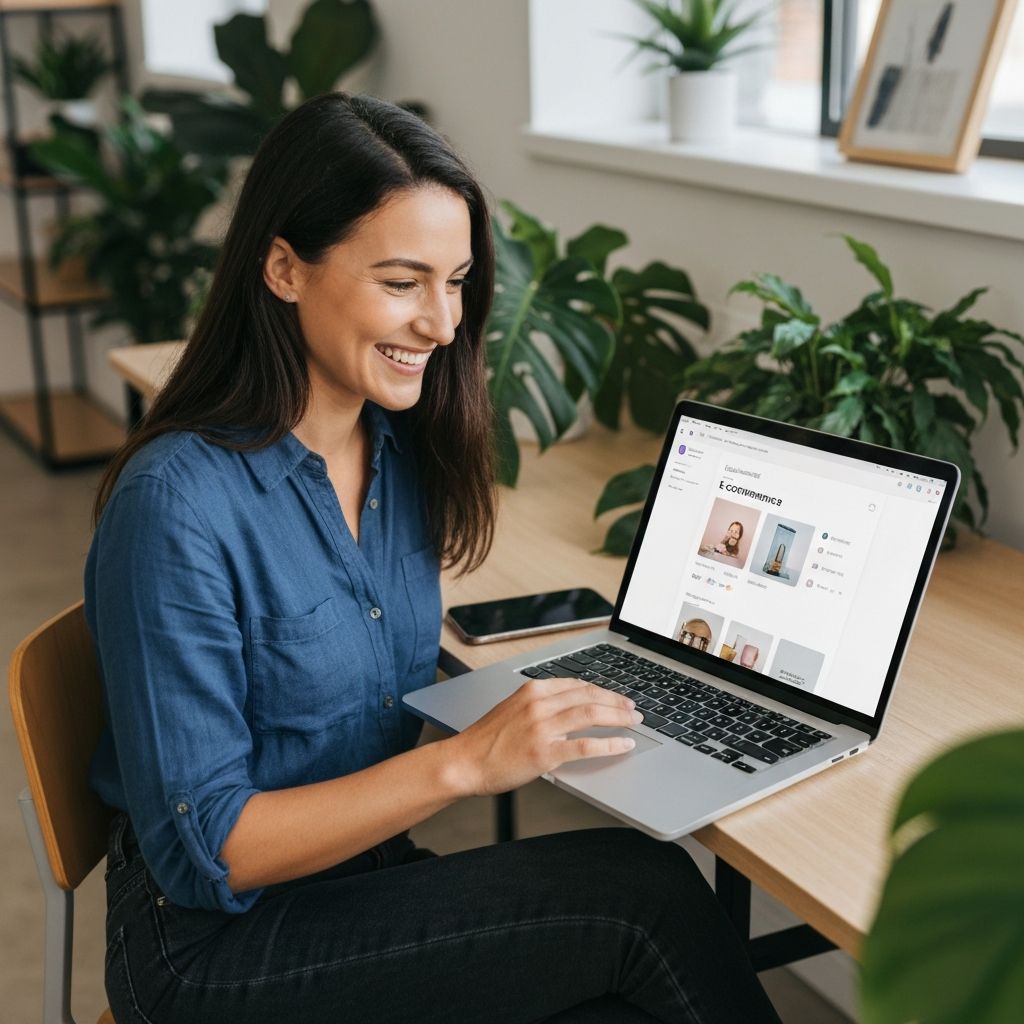 Successful entrepreneur working on ecommerce business